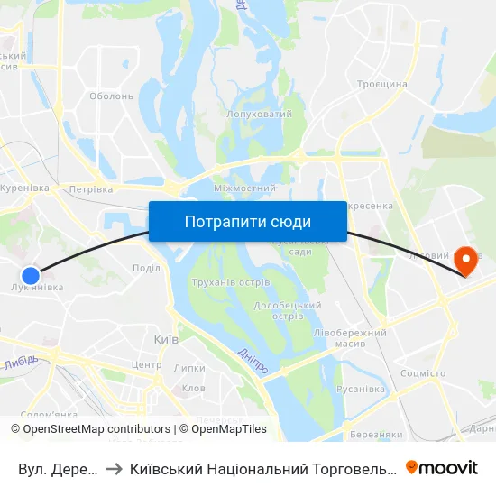 Вул. Деревлянська to Київський Національний Торговельно-Економічний Університет map