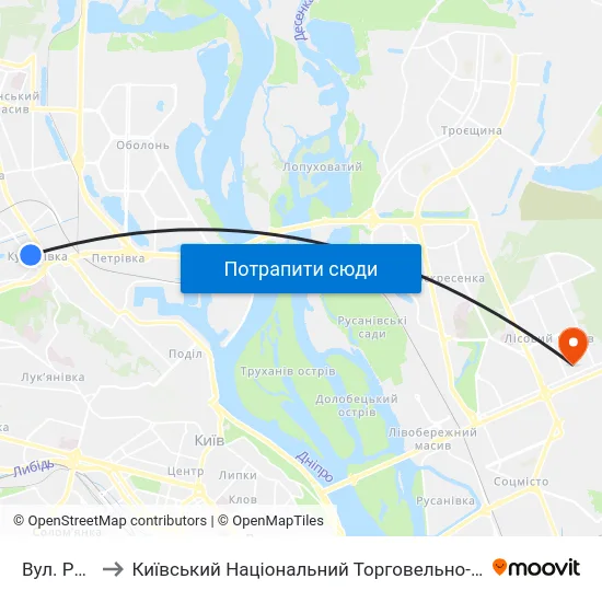 Вул. Рилєєва to Київський Національний Торговельно-Економічний Університет map