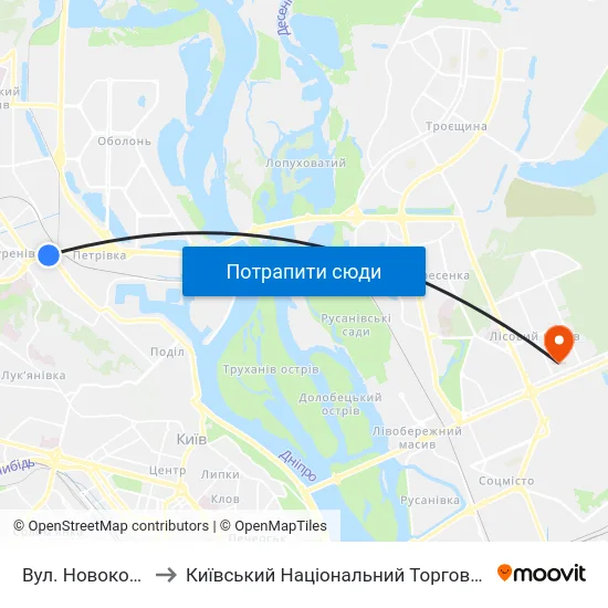 Вул. Новокостянтинівська to Київський Національний Торговельно-Економічний Університет map