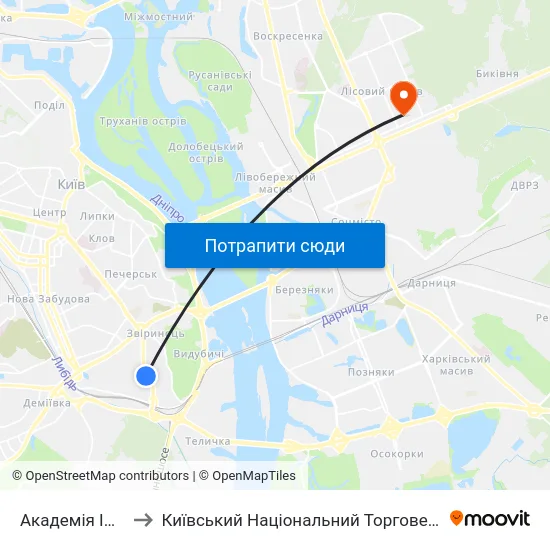 Академія Ім. М. Бойчука to Київський Національний Торговельно-Економічний Університет map