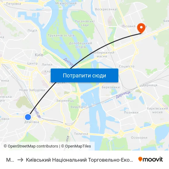 Мауп to Київський Національний Торговельно-Економічний Університет map