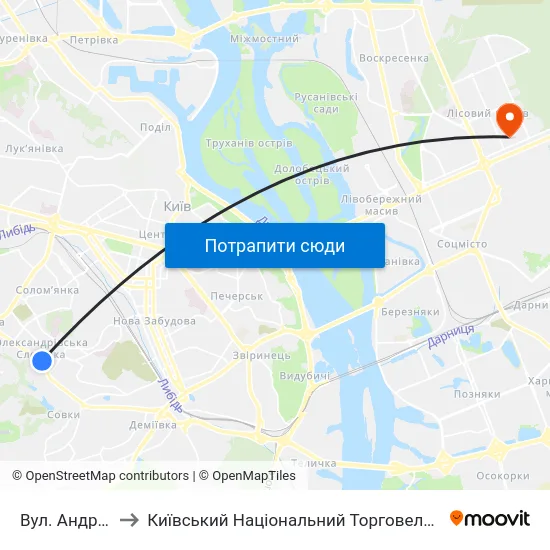 Вул. Андрія Головка to Київський Національний Торговельно-Економічний Університет map