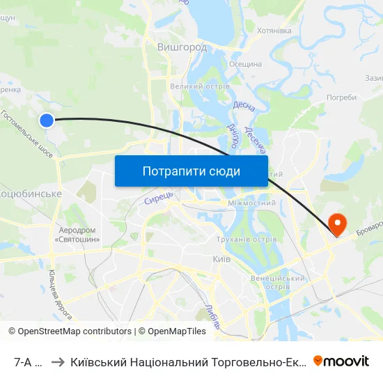 7-А Лінія to Київський Національний Торговельно-Економічний Університет map
