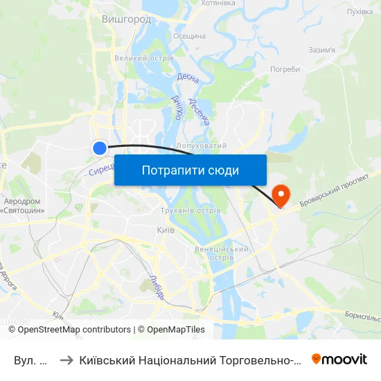 Вул. Лугова to Київський Національний Торговельно-Економічний Університет map