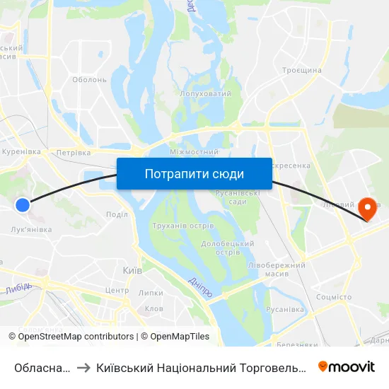 Обласна Лікарня to Київський Національний Торговельно-Економічний Університет map