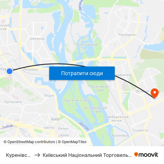 Куренівський Парк to Київський Національний Торговельно-Економічний Університет map