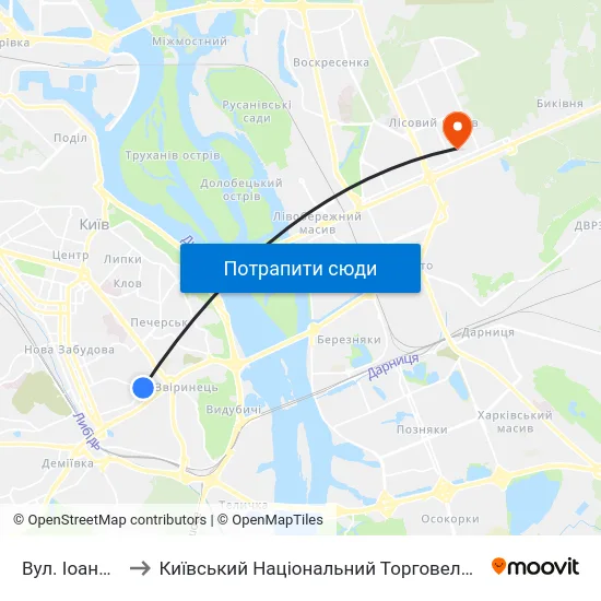 Вул. Іоанна Павла Іі to Київський Національний Торговельно-Економічний Університет map