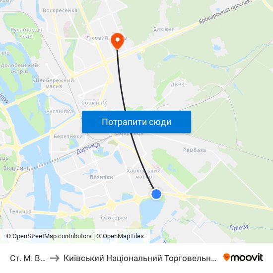 Ст. М. Вирлиця to Київський Національний Торговельно-Економічний Університет map