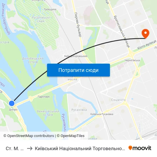 Ст. М. Дніпро to Київський Національний Торговельно-Економічний Університет map