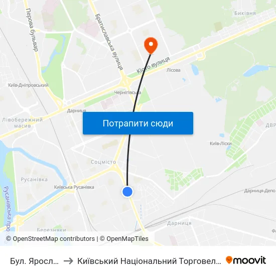 Бул. Ярослава Гашека to Київський Національний Торговельно-Економічний Університет map