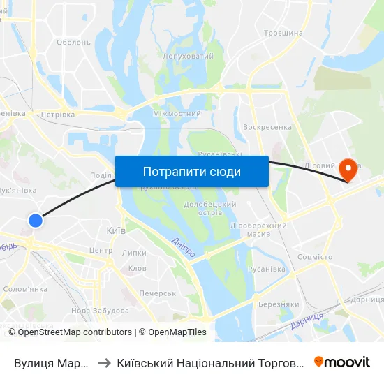Вулиця Маршала Рибалка to Київський Національний Торговельно-Економічний Університет map