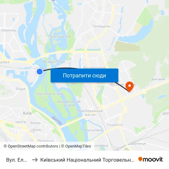 Вул. Електриків to Київський Національний Торговельно-Економічний Університет map