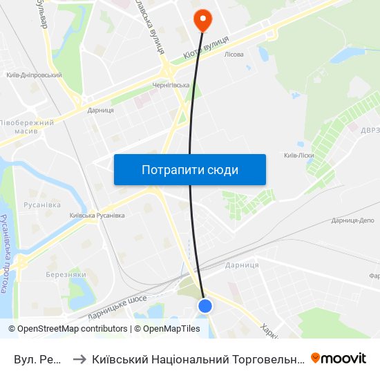 Вул. Ревуцького to Київський Національний Торговельно-Економічний Університет map