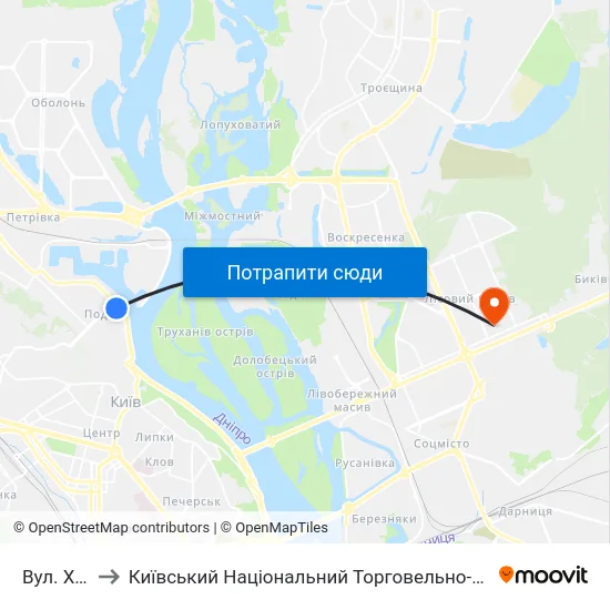 Вул. Хорива to Київський Національний Торговельно-Економічний Університет map