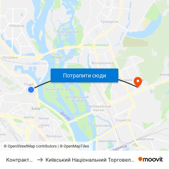 Контрактова Площа to Київський Національний Торговельно-Економічний Університет map