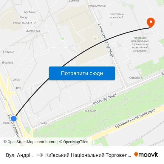Вул. Андрія Малишка to Київський Національний Торговельно-Економічний Університет map