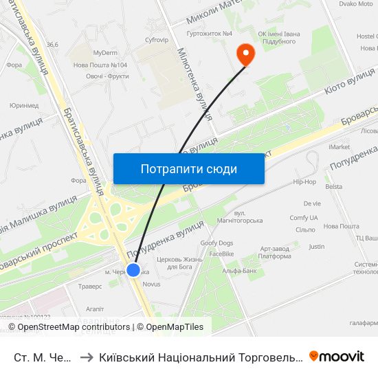 Ст. М. Чернігівська to Київський Національний Торговельно-Економічний Університет map