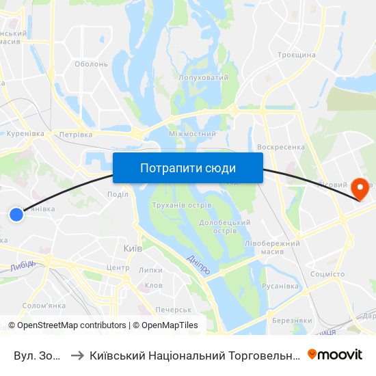 Вул. Зоологічна to Київський Національний Торговельно-Економічний Університет map