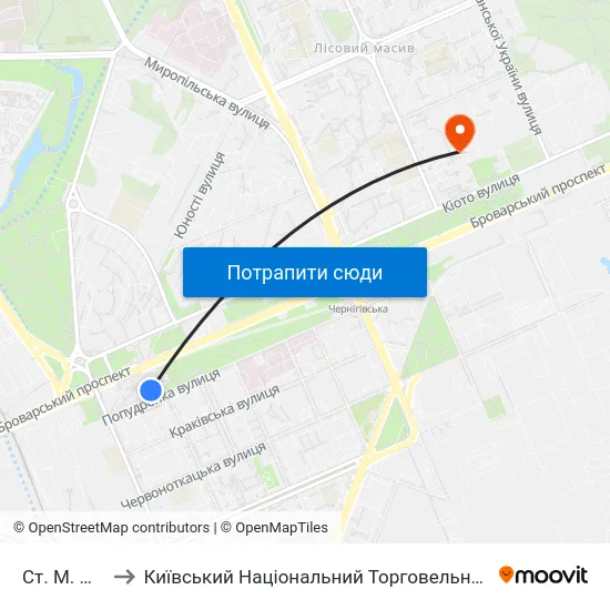 Ст. М. Дарниця to Київський Національний Торговельно-Економічний Університет map