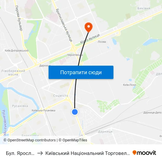 Бул. Ярослава Гашека to Київський Національний Торговельно-Економічний Університет map