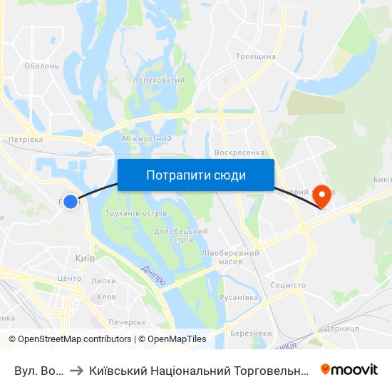 Вул. Волоська to Київський Національний Торговельно-Економічний Університет map