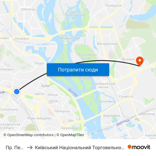 Пр. Перемоги to Київський Національний Торговельно-Економічний Університет map