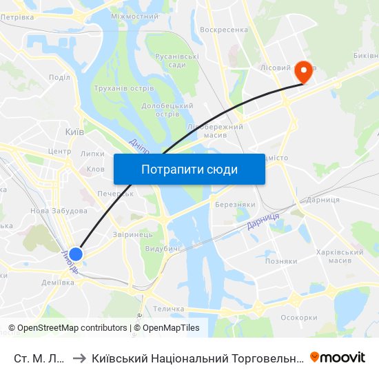 Ст. М. Либідська to Київський Національний Торговельно-Економічний Університет map