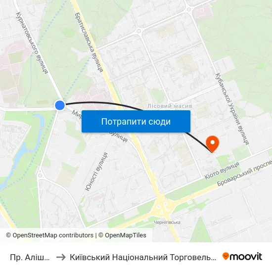 Пр. Алішера Навої to Київський Національний Торговельно-Економічний Університет map