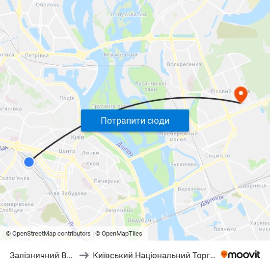 Залізничний Вокзал Центральний to Київський Національний Торговельно-Економічний Університет map