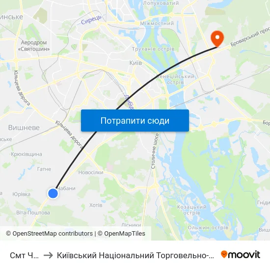 Смт Чабани to Київський Національний Торговельно-Економічний Університет map