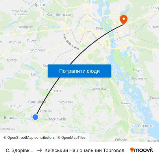 С. Здорівка (Поворот) to Київський Національний Торговельно-Економічний Університет map