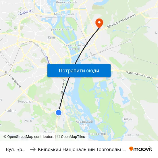 Вул. Бродівська to Київський Національний Торговельно-Економічний Університет map