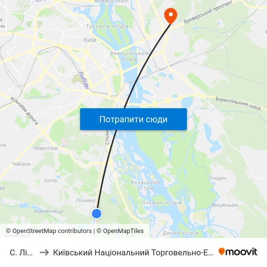 С. Лісники to Київський Національний Торговельно-Економічний Університет map