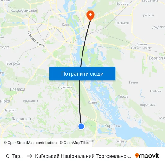 С. Тарасівка to Київський Національний Торговельно-Економічний Університет map