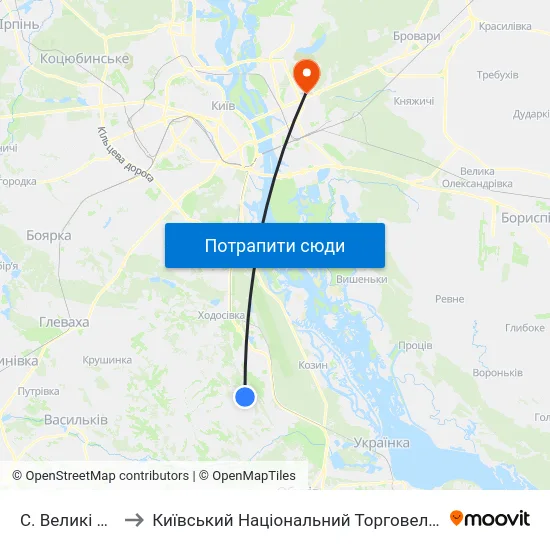 С. Великі Дмитровичі to Київський Національний Торговельно-Економічний Університет map