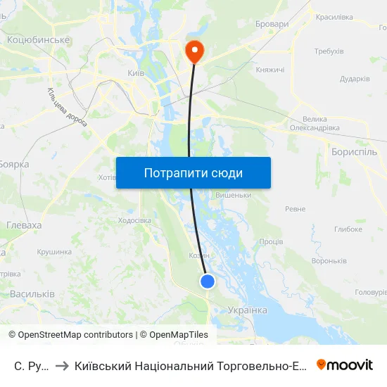 С. Рудики to Київський Національний Торговельно-Економічний Університет map