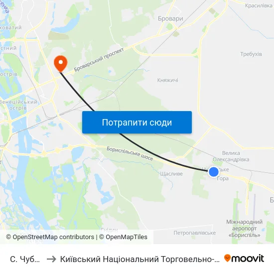 С. Чубинське to Київський Національний Торговельно-Економічний Університет map