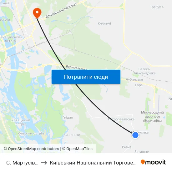 С. Мартусівка (Колонія) to Київський Національний Торговельно-Економічний Університет map