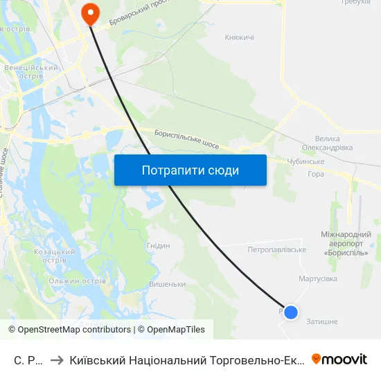 С. Ревне to Київський Національний Торговельно-Економічний Університет map