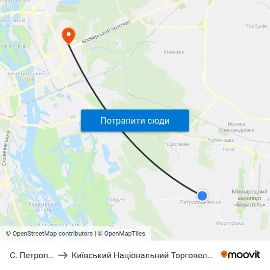 С. Петропавлівське to Київський Національний Торговельно-Економічний Університет map