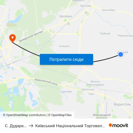 С. Дударків (Центр) to Київський Національний Торговельно-Економічний Університет map