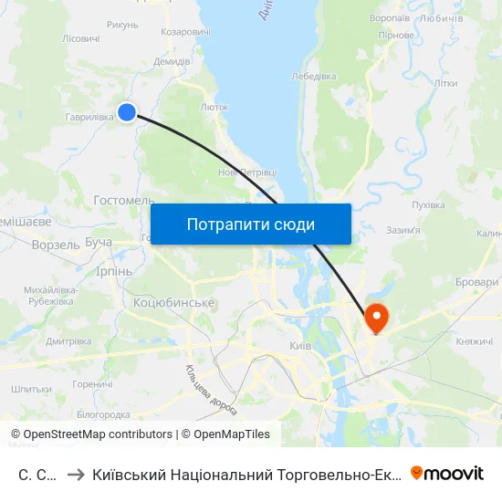 С. Синяк to Київський Національний Торговельно-Економічний Університет map