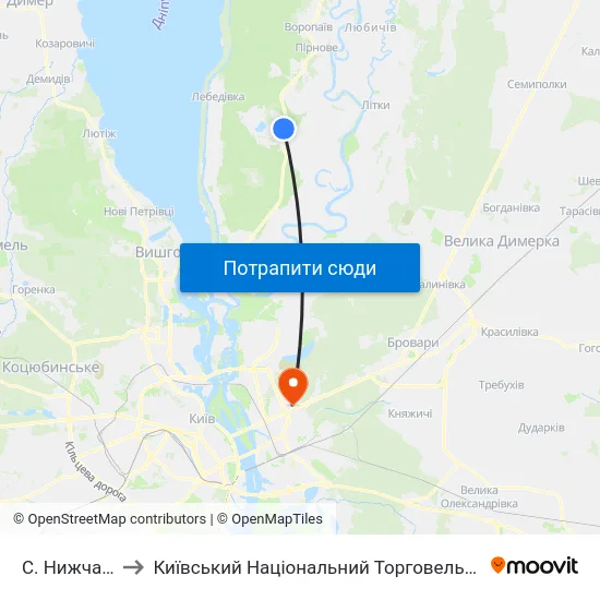 С. Нижча Дубечня to Київський Національний Торговельно-Економічний Університет map