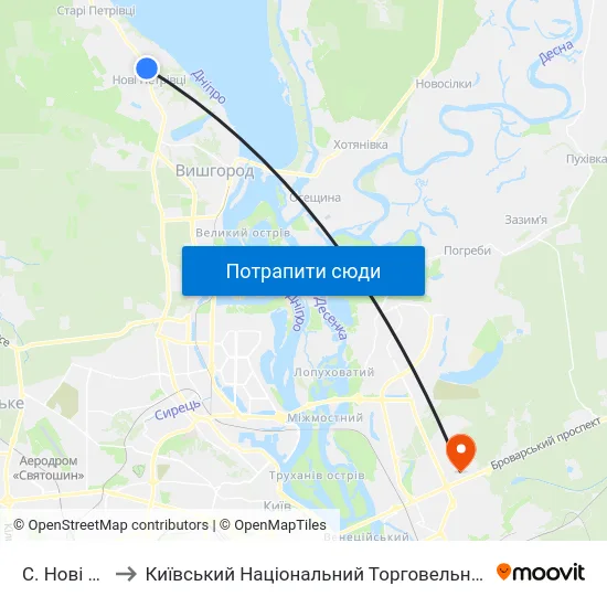 С. Нові Петрівці to Київський Національний Торговельно-Економічний Університет map
