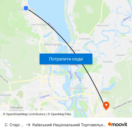 С. Старі Петрівці to Київський Національний Торговельно-Економічний Університет map