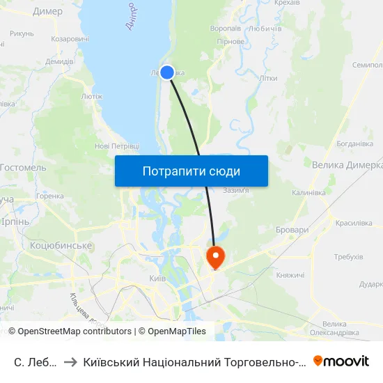 С. Лебедівка to Київський Національний Торговельно-Економічний Університет map