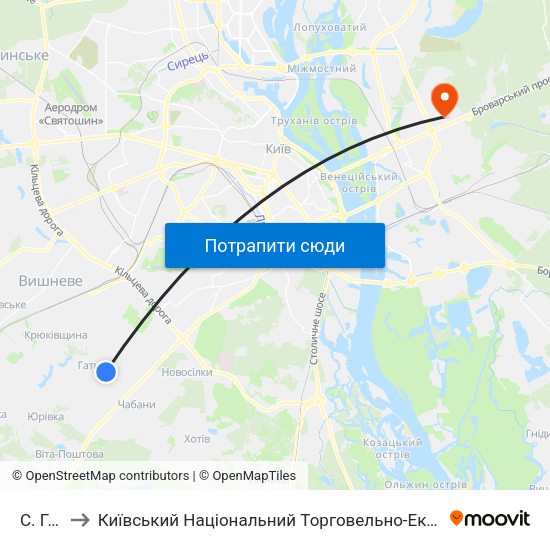 С. Гатне to Київський Національний Торговельно-Економічний Університет map