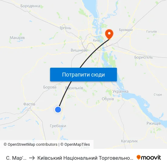 С. Мар'Янівка to Київський Національний Торговельно-Економічний Університет map