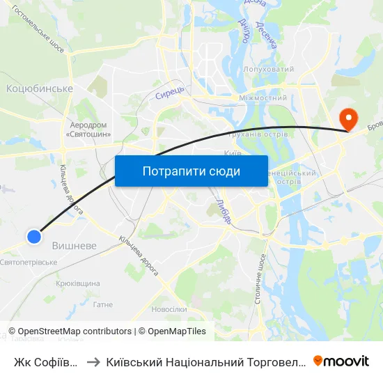 Жк Софіївська Сфера to Київський Національний Торговельно-Економічний Університет map