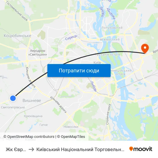 Жк Європейка to Київський Національний Торговельно-Економічний Університет map